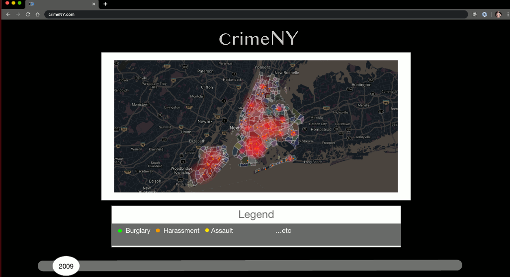 Screenshot of my Crime NY project.